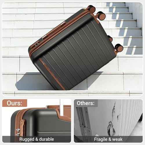 Checked Suitcase 24in Expandable ABS+PC Side Handle luggage Grey