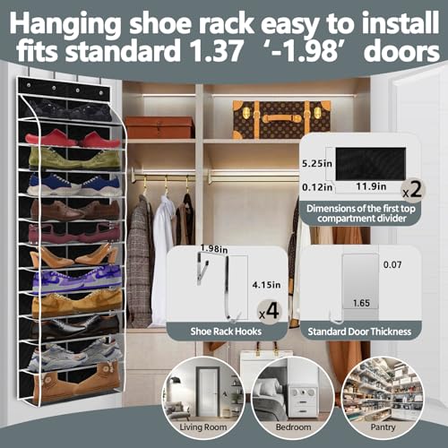 12 Pocket Over the Door Shoe Organizer