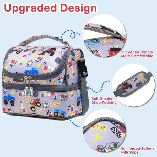 Double Decker Cooler Insulated Lunch Bag Large Tote for Boys