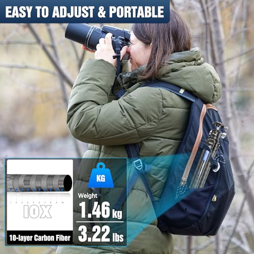 Carbon Fiber Tripod for Camera with 360° Panoramic Ball Head