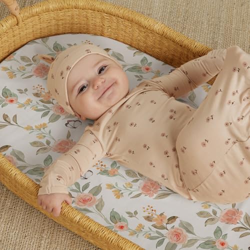 Stretch Fitted Bassinet Sheet Set BROLEX 2 Pack Cradle Sheets for Bassinet Pad