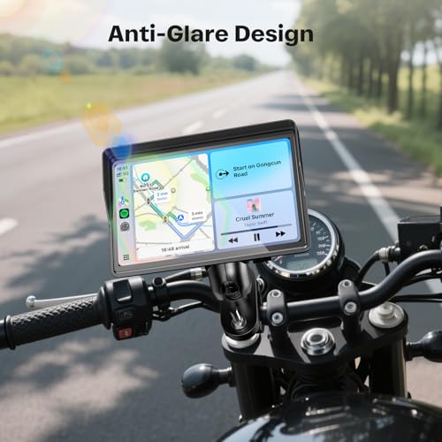5 Inch Motorcycle Carplay GPS Navigation System with Apple Carplay and Android Auto Portable Screen with Dual Bluetooth