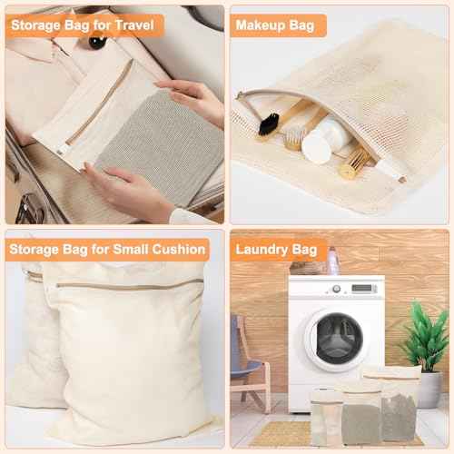 6-Piece Bag, Durable Cotton Mesh Laundry Bag, Sturdy Zipper, Breathable Mesh, Exquisite Laundry Bag for Underwear, Clothes, Pants, Shoes and Socks (5.99 Count)