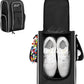 Wolt |Golf Shoe Bag for Travel- Zippered Shoes Carrier Bags with Ventilation & Double Outside Accessory Pocket for Socks, Tees, Golf Balls, etc. for women and men (Black)