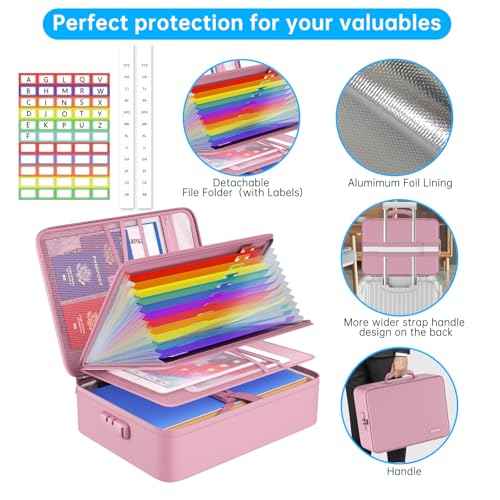 Fireproof File Organizer Bag with 13 Pockets Accordion File Folder