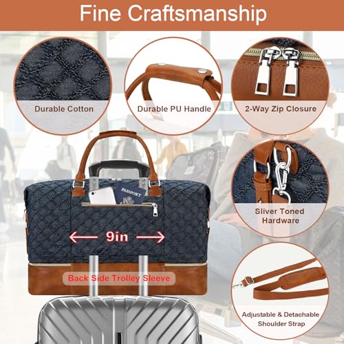 Weekender Bag for Women 21.5" Travel Duffel Large Carry On Bag 3PCS