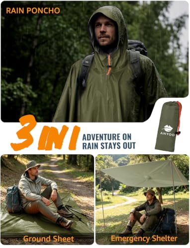 Hooded Rain Poncho for Adult Waterproof Lightweight Raincoat