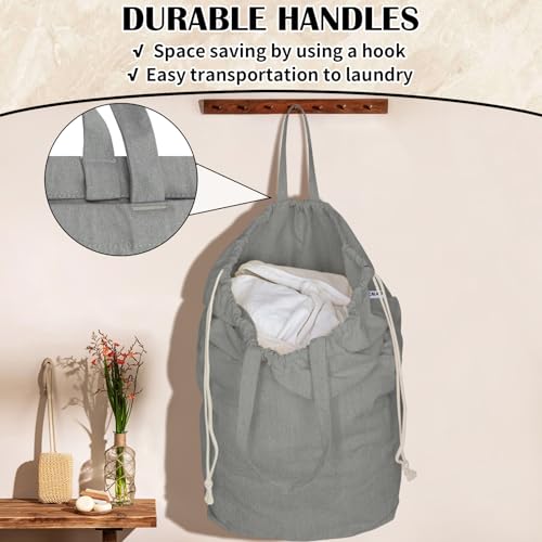 Canvas Laundry Bag with Handles & Square Base