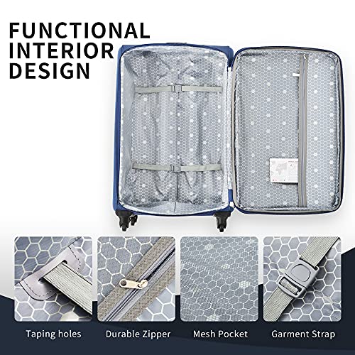Softside Luggage Set Softshell Lightweight 3 Piece Spinner Suitcase (3 Count)