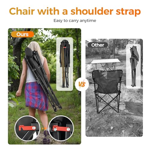 Heavy Duty 550LBS Padded Camping Chairs with Lumbar Support (2 Count)