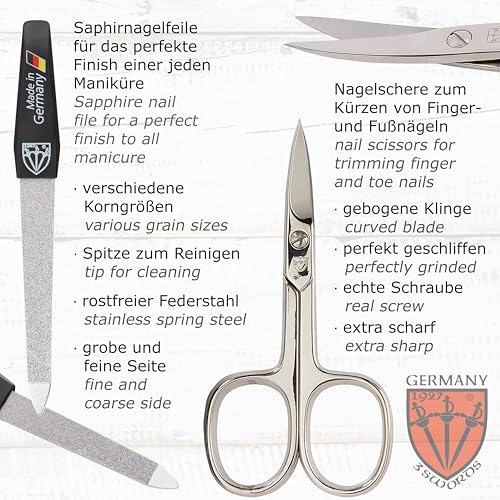 brand quality 10 piece manicure pedicure grooming kit set for professional finger & toe nail care tweezers file clipper fashion leather case in gift box