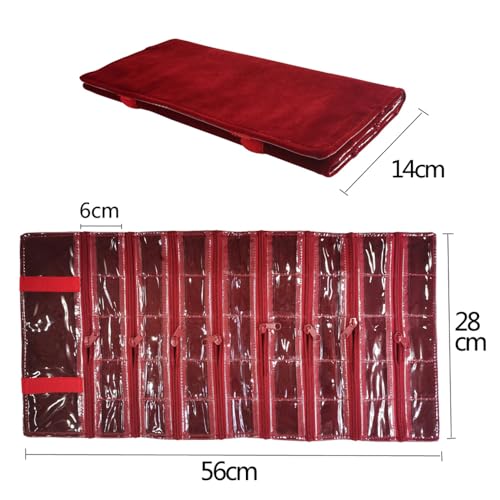 Travel Jewelry Roll Bag Portable Organizer Pouch With Grids&PVC Cover Storage Bags for Necklace