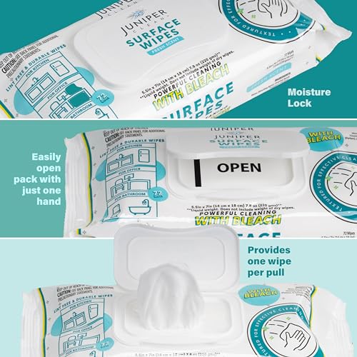 1 Pack Surface Wipes with Bleach (72 Count)