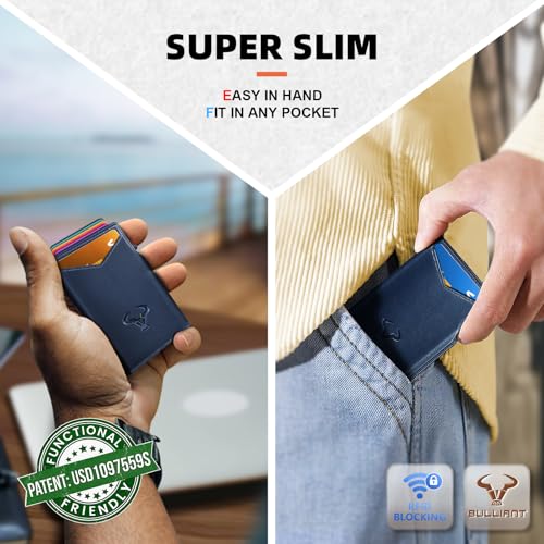 Men Slim Leather Wallet Metal Case Money Clip