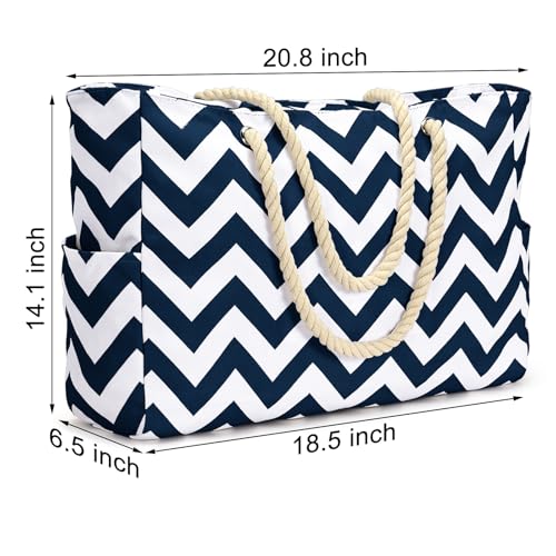 Beach Bag Large Beach Tote Bag for Women Waterproof Sandproof Swim Pool Bag With Zipper