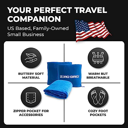 Lightweight Airplane & Travel Blanket with Foot Pockets