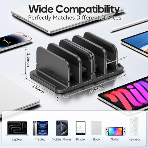 4 Slot Vertical Laptop Stand with Gravity Locking (6 Count)