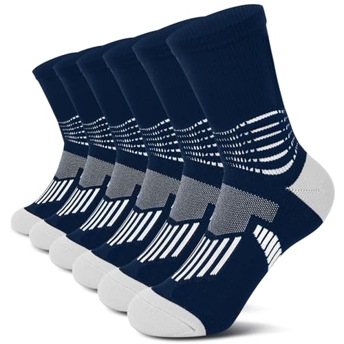 Crew Compression Socks Athletic Running Socks for Men Women Plantar Fasciitis Relief 3 Pairs