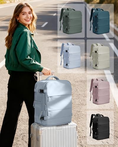 Travel Backpack Carry On for Women Man Gym Backpacks with Laptop Compartment Mochila de Viaje Teacher Personal Item Backpack Airplane Accessories Must Haves Grey Blue 20L