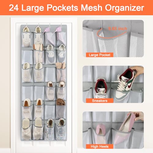 2 Pack Over the Door Shoe Organizer Hanging Shoe Organizer for Closet (2 Count)