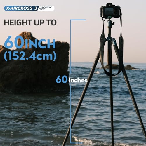 62 Inch Carbon Fiber Tripod for Camera Ultralight Travel Camera Tripod Max Loads Up 22lbs X