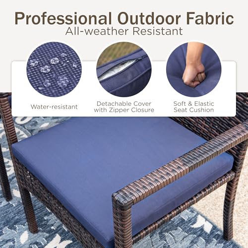 Wicker Patio Dining Chairs Set of 6 with Removable Cushions (6 Count)