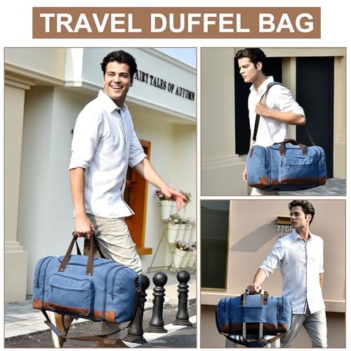 50L Canvas Duffle Bag for Travel Weekender Gym Overnight Carry