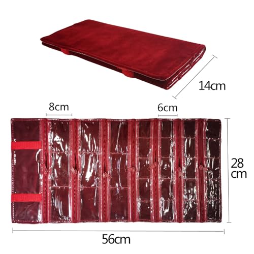 Travel Jewelry Roll Bag Portable Organizer Pouch With Grids&PVC Cover Storage Bags for Necklace