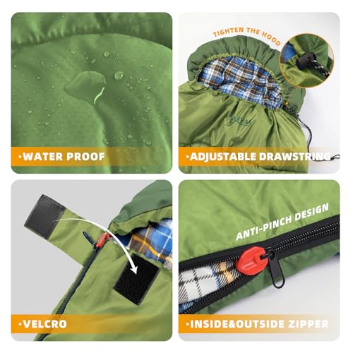 Sleeping Bags for Adults Backpacking Lightweight Waterproof Cold Weather Sleeping Bag for Girls Boys Mens for Warm Camping Hiking Outdoor Travel Hunting with Compression Bags