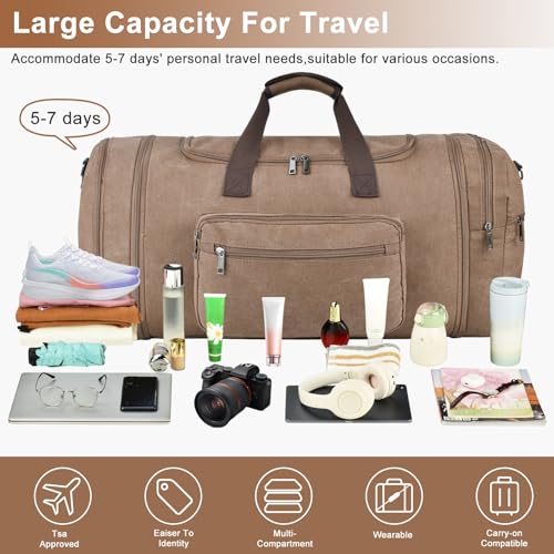 60L Canvas Duffle Bag for Men