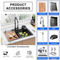 29.5 x 17.7 x 9 Inch 16 Gauge Black T304 Kitchen Sink Workstation