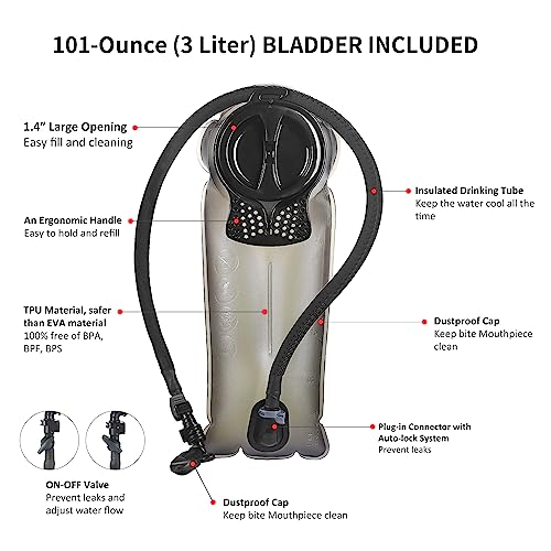 Tactical Hydration Backpack with 3L Water Bladder