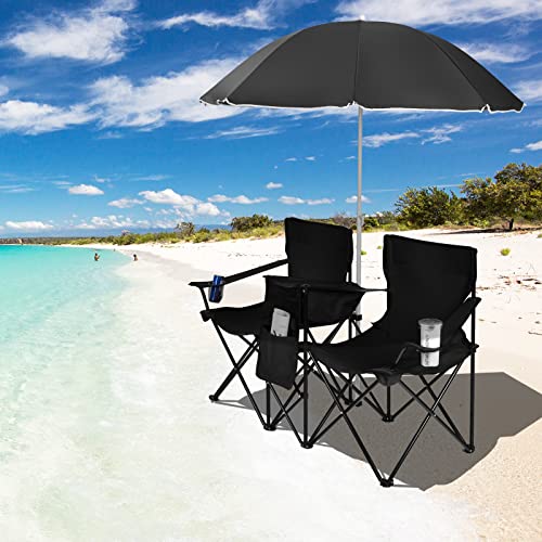 Double Camping Chair with Umbrella