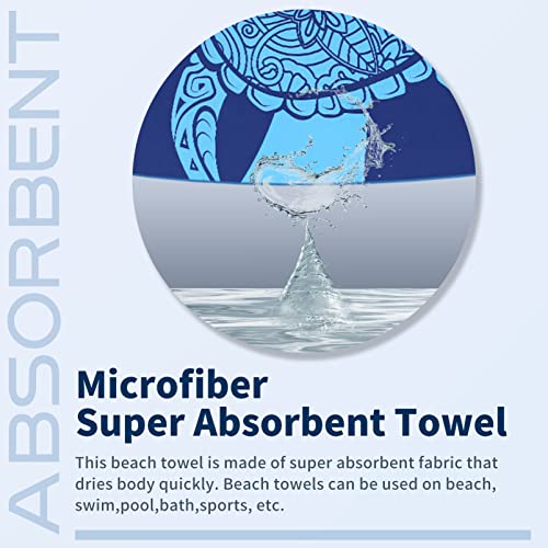 Microfiber Beach Towel Oversized 71x32 Multiple with Bag 4 Pack Bulk (4 Count)