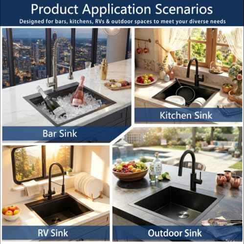 18x18 Inch Drop in Black Bar Sink