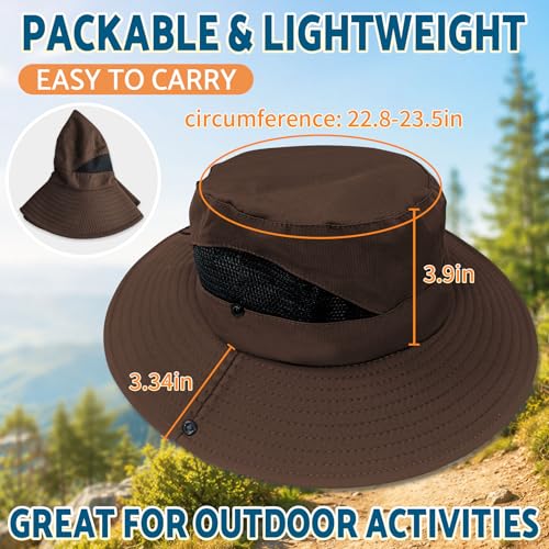 Sun Hats for Men Women Wide Brim Bucket Hat Brown