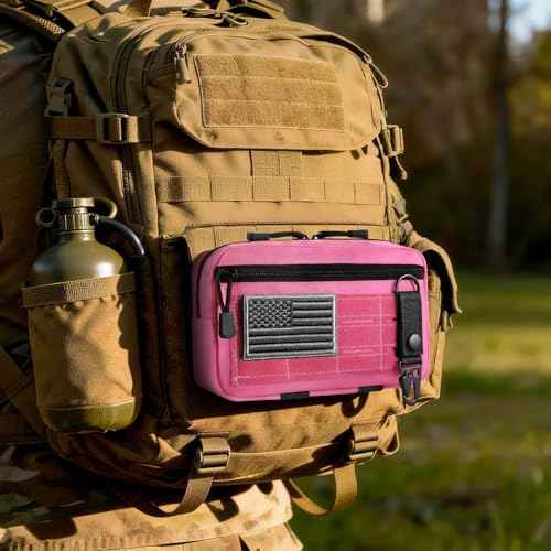 Tactical Molle Admin Pouch Utility Laser Cut EDC Tool Pouch Bag Horizontal Modular Pouches Include US Flag Patch and Keychain