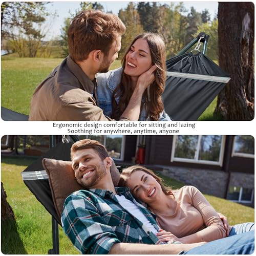 Ultimate Relaxation Portable Hammock Stand with Cotton Canvas Net