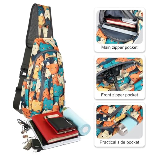 Small Sling Bag Lightweight Crossbody Bag for Easter Gifts Women Men Hiking Backpack Travel Shoulder Bag Chest Daypack for Gym Work Outdoor Sports Mix