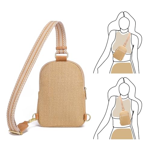Faux Straw Crossbody Bags for Women Small RFID Summer Sling Bag