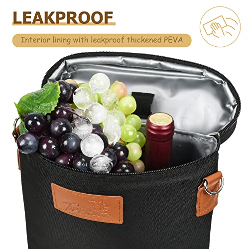 2 Bottle Insulated Wine Tote Carrier Bag