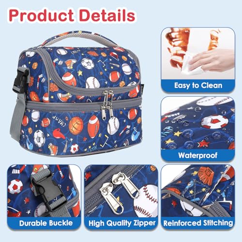 Double Decker Cooler Insulated Lunch Bag Large Tote for Boys
