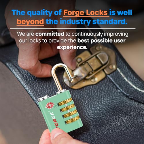 Dual-Opening: Key or Combination Access Lock, TSA Approved Locks for Luggage, Pelican case, Travel, Gym, School, Stainless Steel Shackle. (Green, 4 Pk) (4 Count)