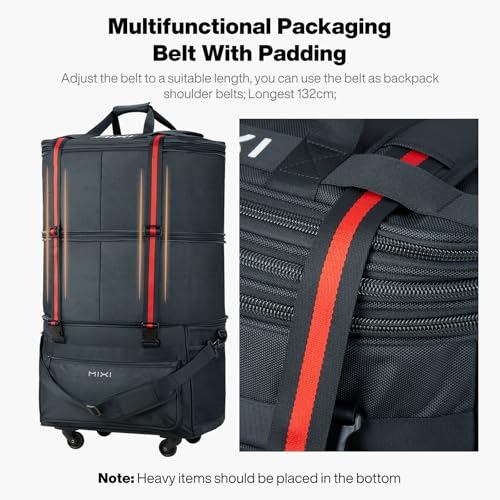 Travel Bag with Wheels Expandable Foldable Luggage Bag Collapsible Rolling Travel Bag Duffel Bag Large Capacity Suitcase for Men Women