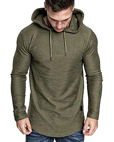 Mens Fashion Athletic Hoodies Sport Sweatshirt Solid Color Fleece Pullover Green 3XL