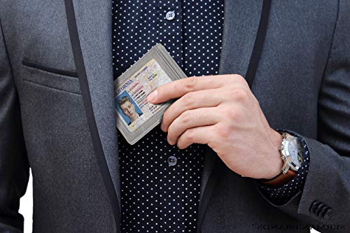 RFID Blocking Slim Bifold Genuine Leather Minimalist Front Pocket Wallets for Men with Money Clip Thin Gift