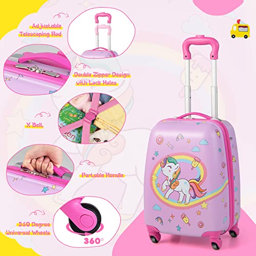 Kids Luggage 12" Toddler Backpack & 16" Travel Suitcase with Wheels