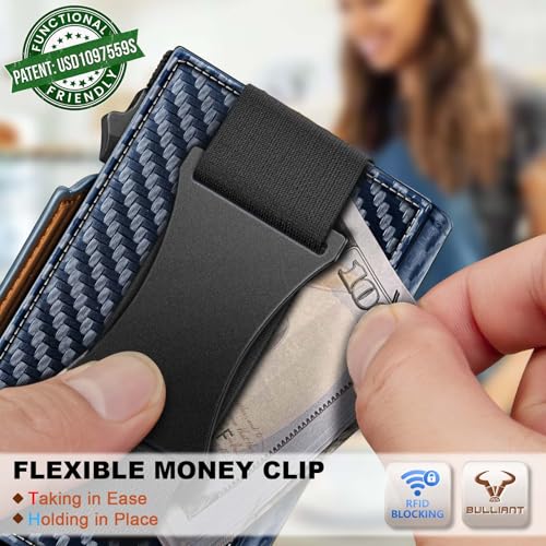 Men Slim Leather Wallet Metal Case Money Clip