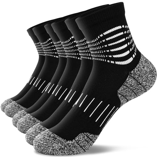 Ankle Compression Socks for Men Athletic Running Socks with Cushioned Support 3 Pairs