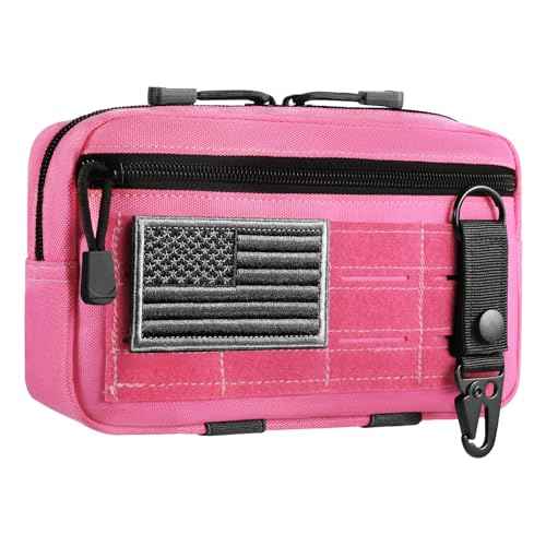 Tactical Molle Admin Pouch Utility Laser Cut EDC Tool Pouch Bag Horizontal Modular Pouches Include US Flag Patch and Keychain